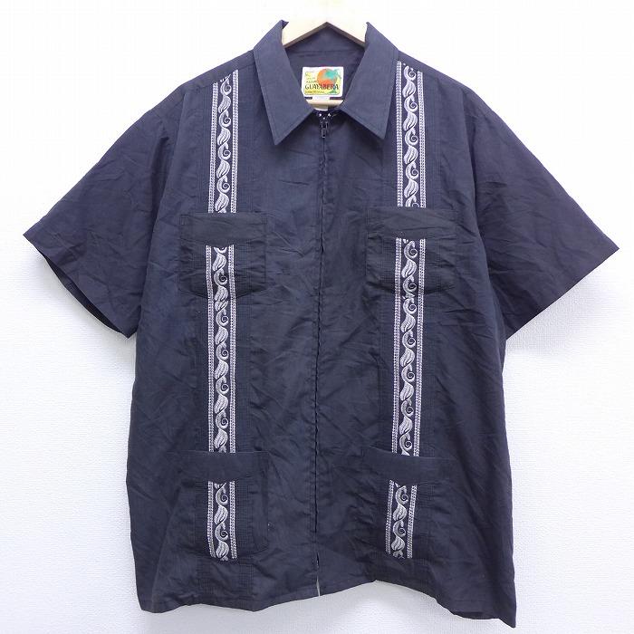 Xl 古着 半袖 キューバ シャツ 刺繍 大きいサイズ 黒 ブラック aug24 中古 メンズ トップス Shrs 古着屋rushout 通販 Yahoo ショッピング