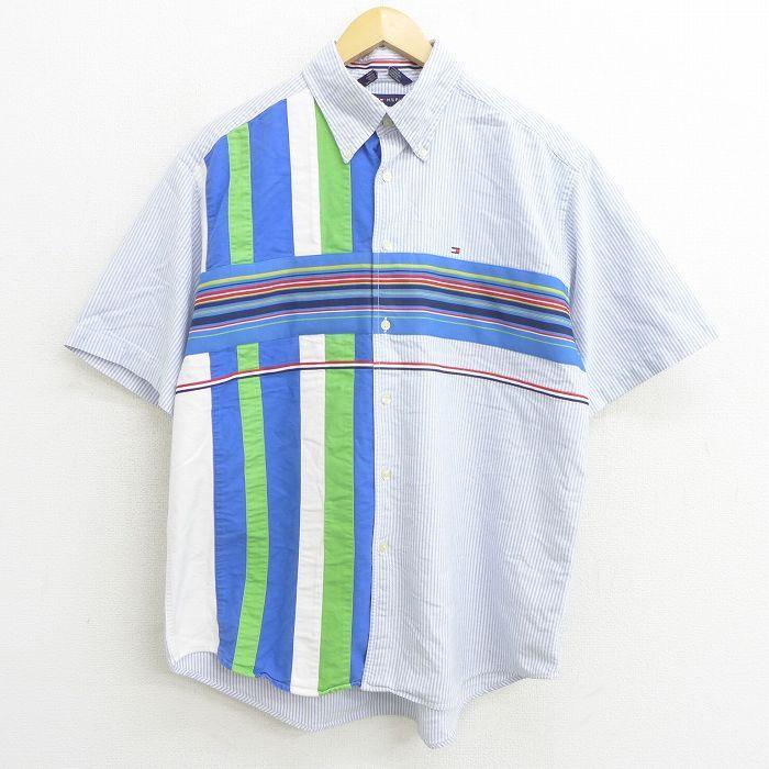 Xl 古着 トミーヒルフィガー Tommy Hilfiger 半袖 ブランド シャツ メンズ ワンポイントロゴ コットン ボタンダウン 白他 ホワイト ストライプ 21aug06 中古 ト Shrs 古着屋rushout 通販 Yahoo ショッピング