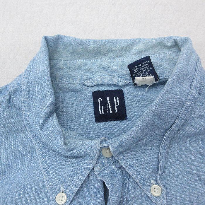 XL/古着 ギャップ GAP 半袖 シャツ メンズ 00s コットン ボタンダウン 薄紺 ネイビー デニム spe 23jun22 中古 トップス｜furugiyarushout｜03