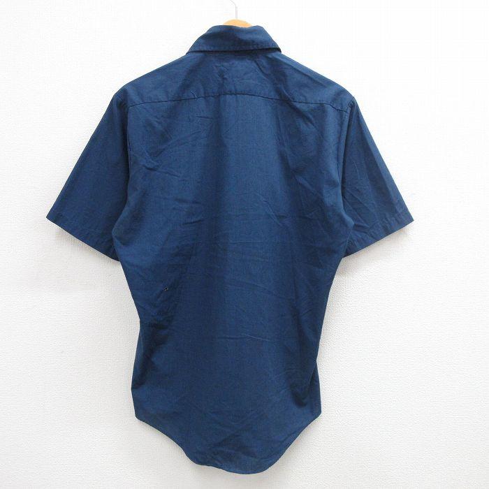 Campus M/古着 キャンパス 半袖 シャツ メンズ 70s 紺 ネイビー