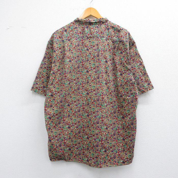 L/古着 半袖 シャツ メンズ 90s 総柄 コットン 紫他 パープル L/古着 半袖 シャツ メンズ 90s 総柄 コットン 紫他 パープル