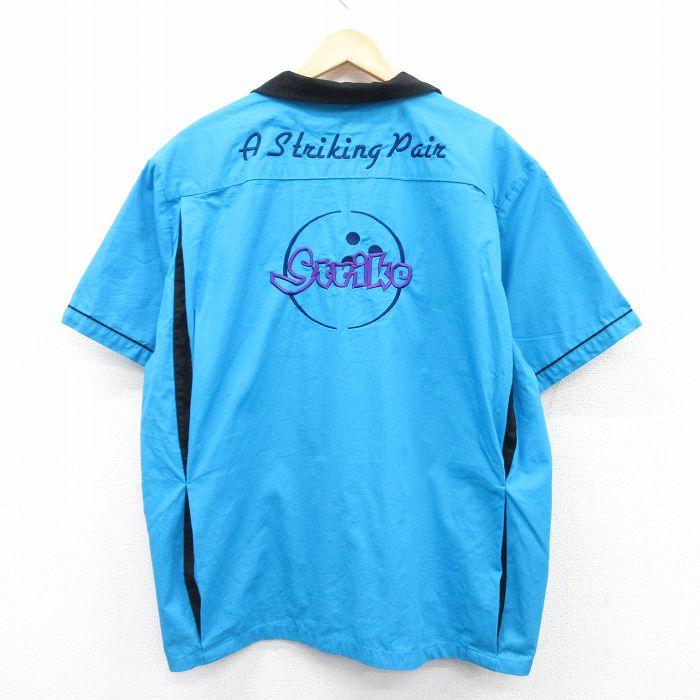 ヒルトン　ボーリングシャツ　半袖シャツ　ブルー　ヴィンテージ　古着　サイズ34 ヒルトン ボーリングシャツ 半袖シャツ ヴィンテージ 古着