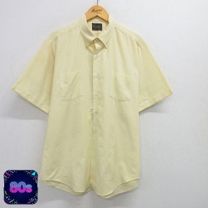 Sears（シアーズ） XL/古着 半袖 シャツ メンズ 80s ロング丈 黄色 