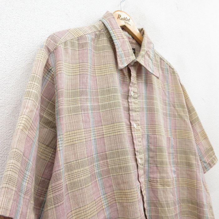 XL/古着 半袖 シャツ メンズ 90s 大きいサイズ ベージュ系他