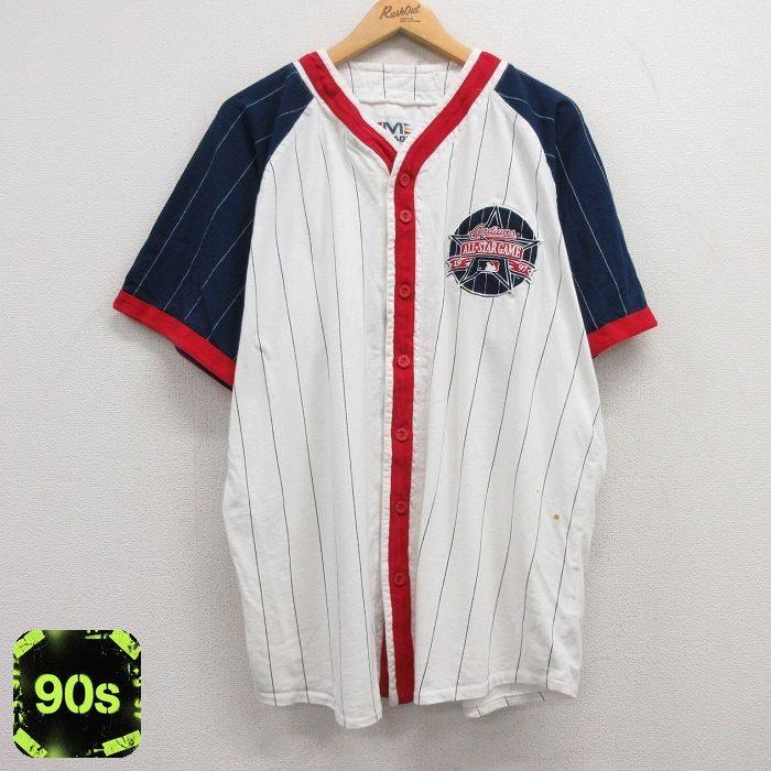 MLB XL/古着 ミラージュ 半袖 ベースボール シャツ メンズ 90s MLB 
