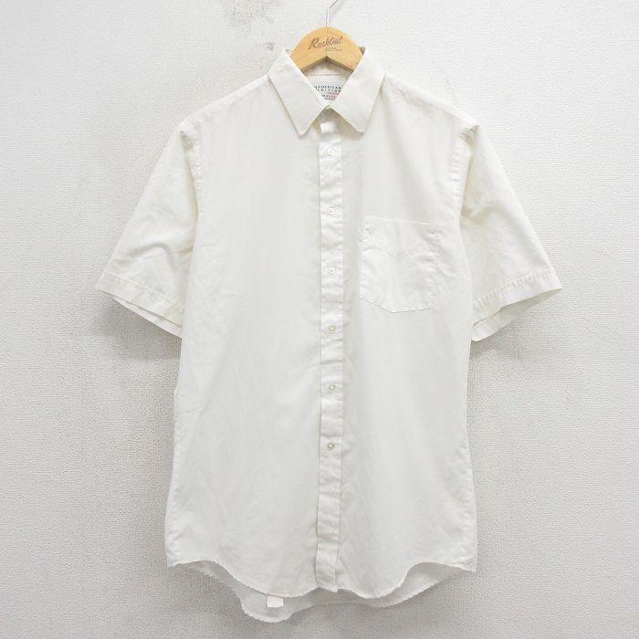 Ninety 半袖シャツ M ホワイト L/古着 半袖 シャツ メンズ 90年代 90s USA製 ホワイト 26may19 : 古着