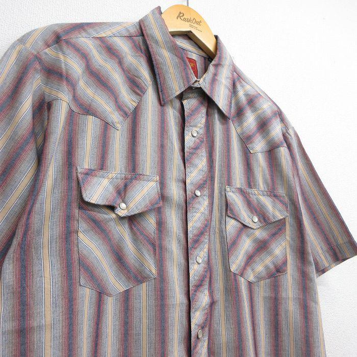 XL/古着 ラスラー 半袖 ウエスタン シャツ メンズ 90年代 90s グレー