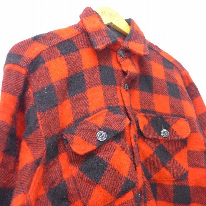 M/古着 長袖 ビンテージ ウール シャツ メンズ 60s 赤他 レッド バッファロー チェック 22mar09 中古 トップス|furugiyarushout|02