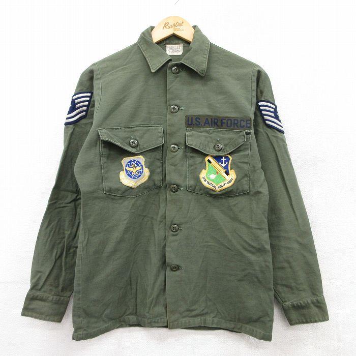 M/古着 長袖 ビンテージ ミリタリー シャツ メンズ 70s USエアフォース 