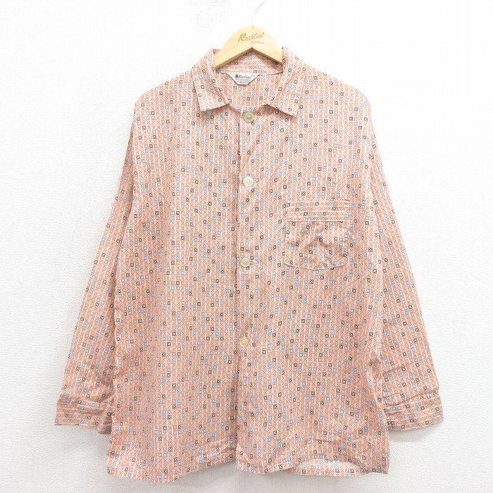 デッドストック！60's ROLAND ビンテージ パジャマ シャツ ベージュ 20%OFF】XL/古着 長袖 ビンテージ パジャマ シャツ メンズ 70年代 70s