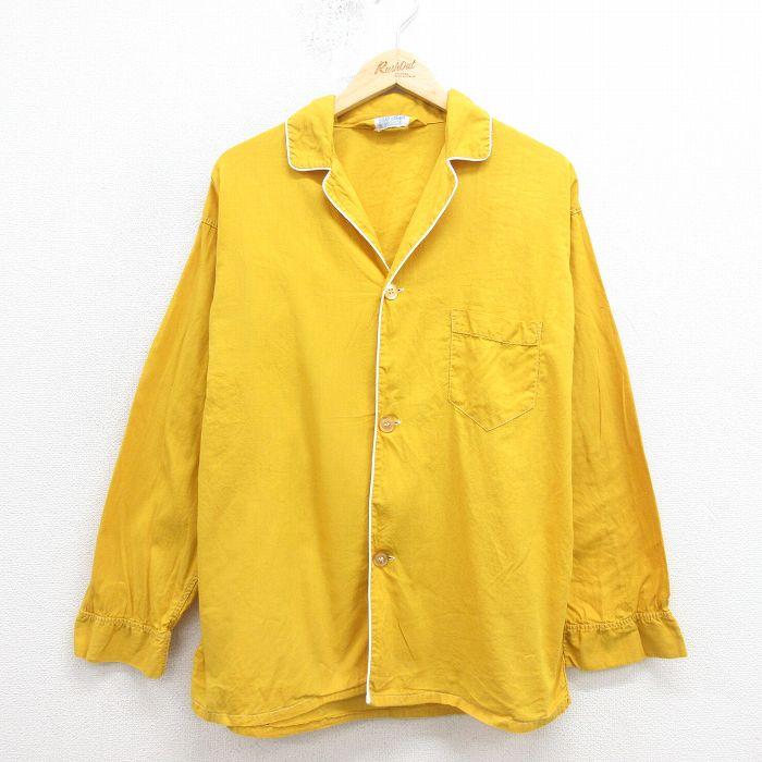M/古着 長袖 ビンテージ パジャマ シャツ メンズ 70年代 70s コットン