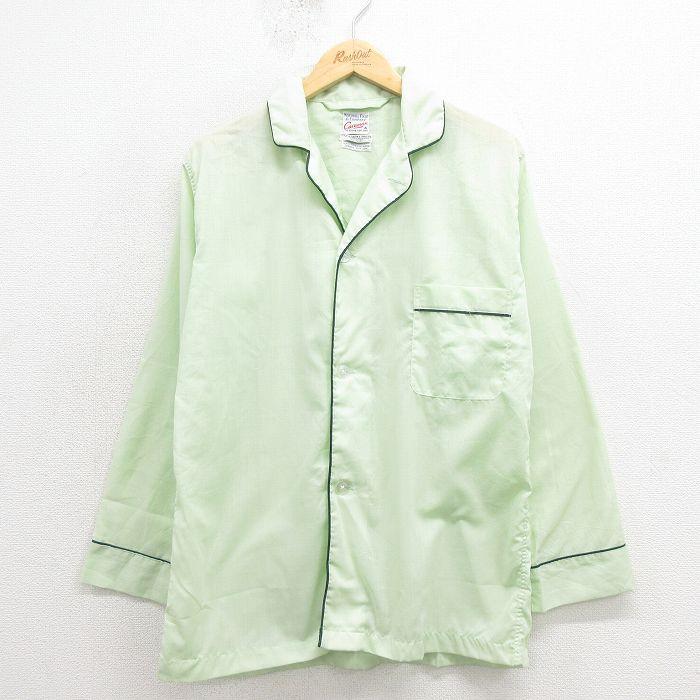 M/古着 長袖 ビンテージ パジャマ シャツ メンズ 70年代 70s 開襟