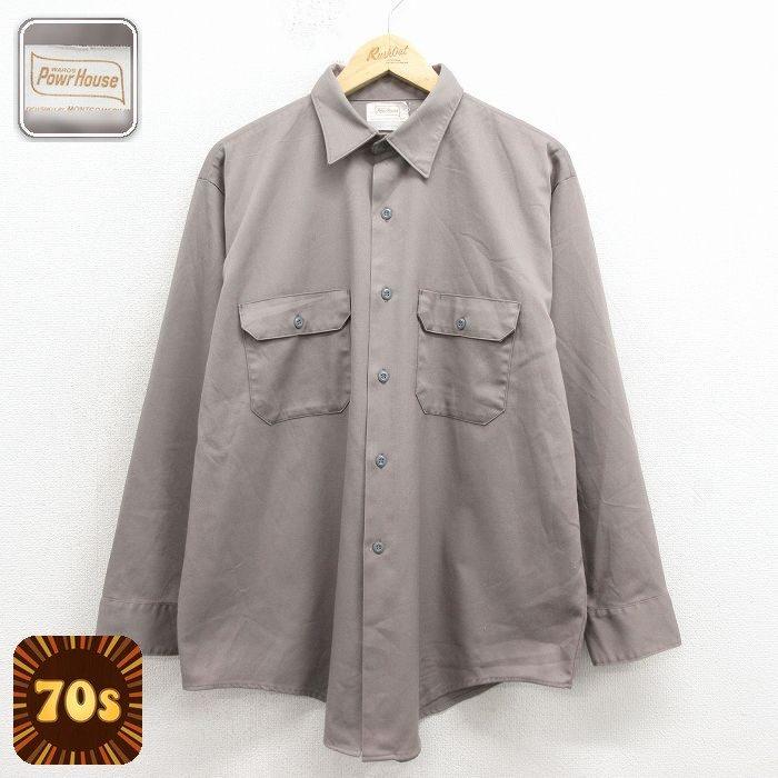 XL/古着 パワーハウス 長袖 ビンテージ ワーク シャツ メンズ 70年代 