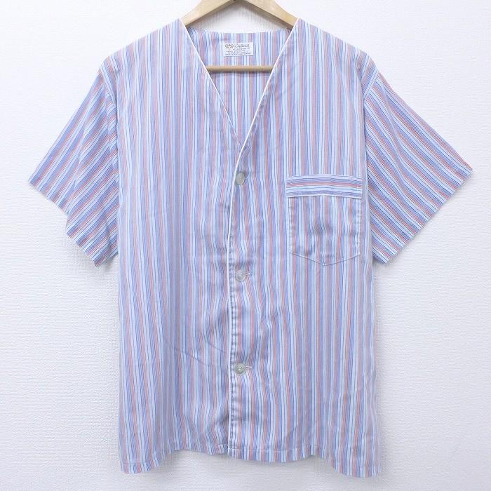 Xl 古着 半袖 ビンテージ パジャマ シャツ 70s Vネック 青他 ブルー ストライプ may18 中古 メンズ トップス Shvs 古着屋rushout 通販 Yahoo ショッピング
