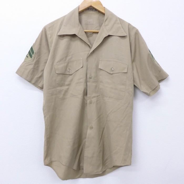 M 古着 半袖 ビンテージ ミリタリー シャツ 70s 開襟 オープンカラー ベージュ カーキ may19 中古 メンズ トップス Shvs 古着屋rushout 通販 Yahoo ショッピング