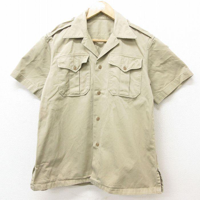 M 古着 半袖 ビンテージ ミリタリー シャツ メンズ 70s 開襟 オープンカラー ベージュ カーキ 21aug06 中古 トップス Shvs 古着屋rushout 通販 Yahoo ショッピング