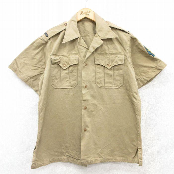 50s ミリタリー　半袖シャツ　ユーロ　ベージュ　雰囲気　EURO 古着　ｌ 50s ミリタリー 半袖シャツ ユーロ ベージュ 雰囲気 EURO 古着 l