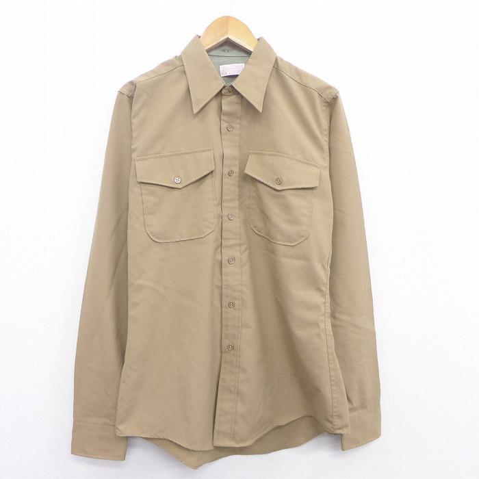 L 古着 長袖 ミリタリー シャツ 80s Usmc ユニオンメイド ロング丈 ベージュ カーキ nov 中古 メンズ トップス Shwk 古着屋rushout 通販 Yahoo ショッピング