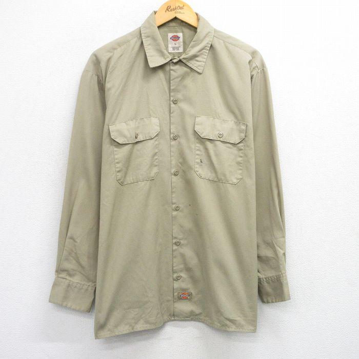 Dickies（ディッキーズ） XL/古着 長袖 ワーク シャツ メンズ ベージュ