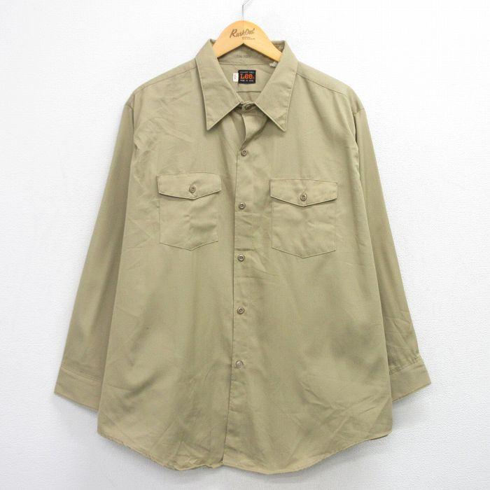 Lee（リー） XL/古着 長袖 ワーク シャツ メンズ 70年代 70s 大きい
