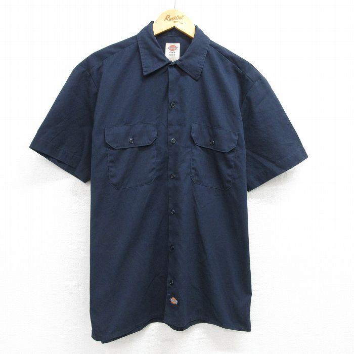 Dickies（ディッキーズ） L/古着 半袖 ワーク シャツ メンズ 紺