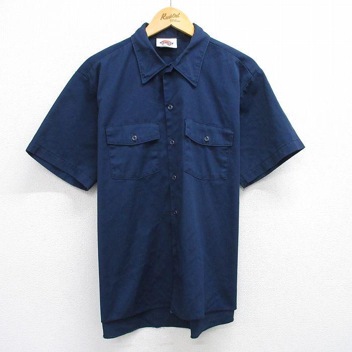 Dickies（ディッキーズ） XL/古着 半袖 ワーク シャツ メンズ 90s 紺