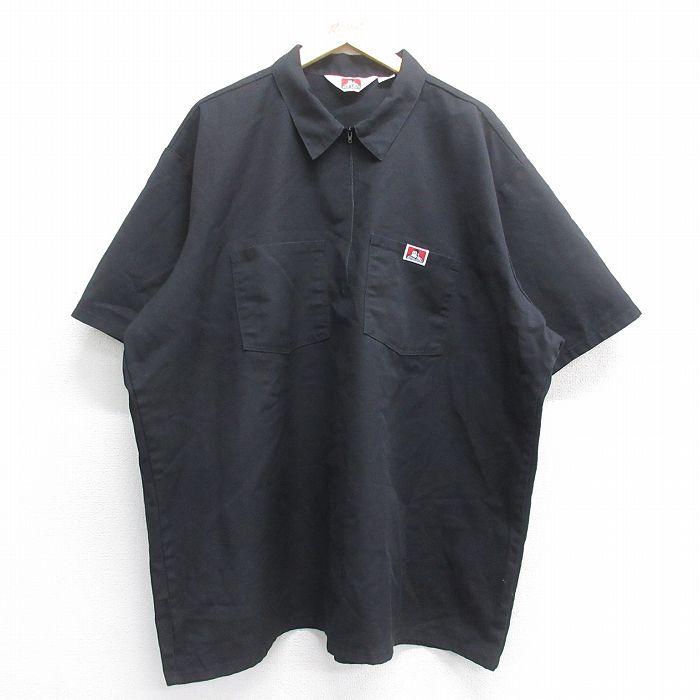 BEN DAVIS（ベンデイビス） XL/古着 半袖 ハーフジップ ワーク シャツ