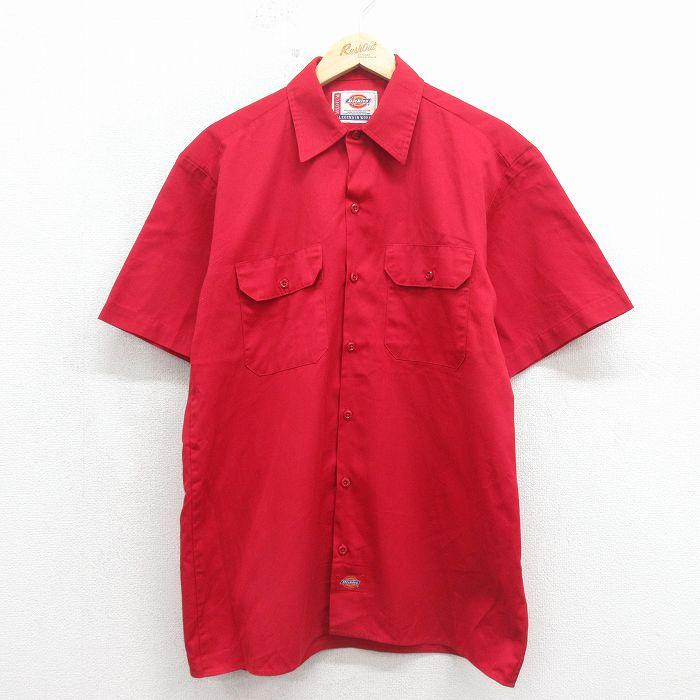 Dickies（ディッキーズ） M/古着 半袖 ワーク シャツ メンズ レッド