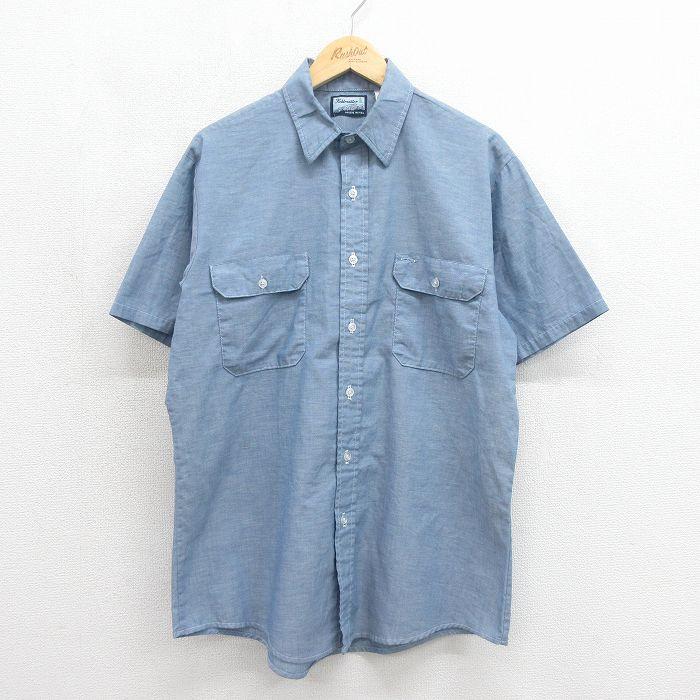 XL/古着 半袖 シャンブレー シャツ メンズ 80年代 80s USA製 ライト