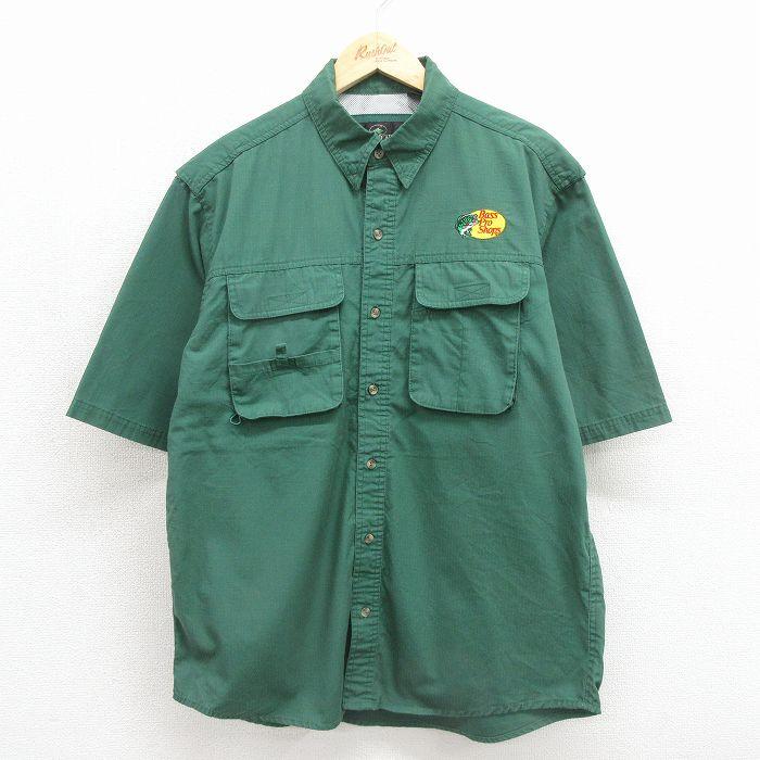 BASSPROSHOPS バスプロショップス フィッシングシャツ L グリーン XL/古着 レッドヘッド 半袖 フィッシング シャツ メンズ 00年代 00s