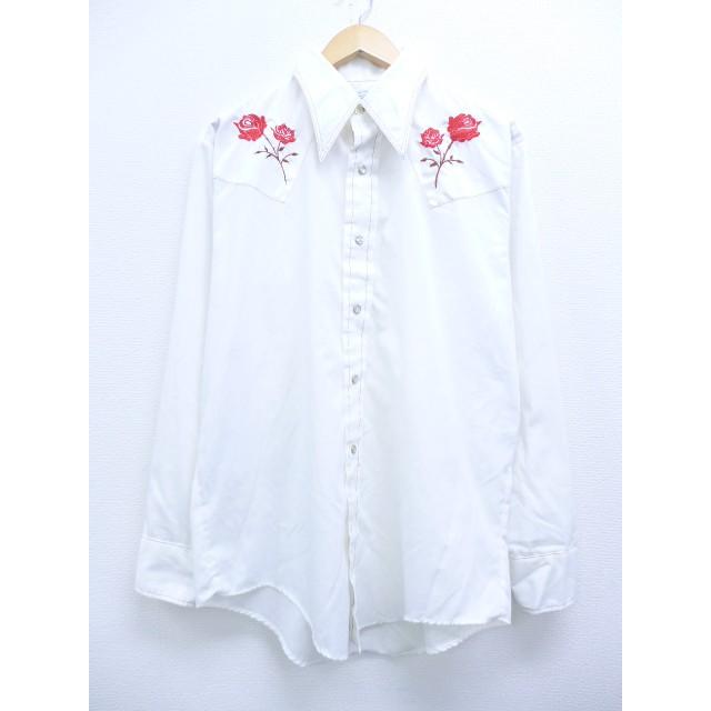 L 古着 長袖 ウエスタン シャツ Kマート バラ 刺繍 白 ホワイト 19sep30 中古 メンズ トップス Shwn 古着屋rushout 通販 Yahoo ショッピング