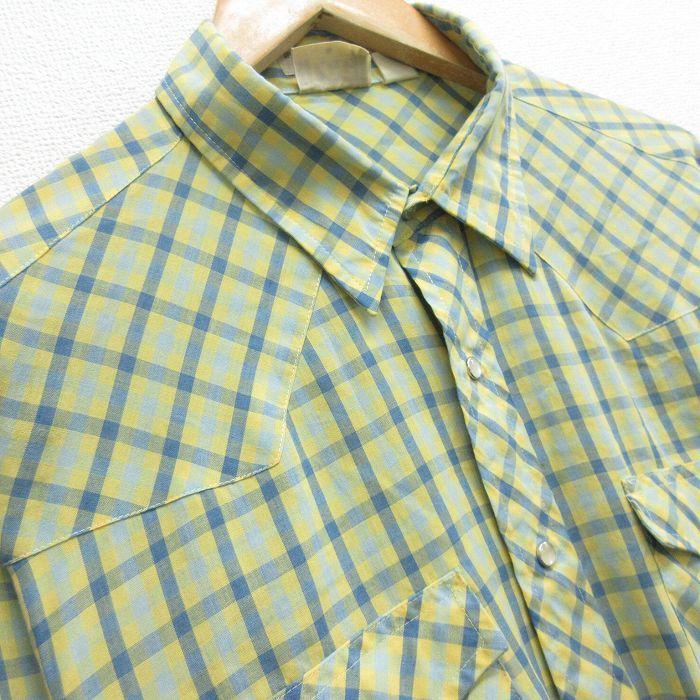 Xl 古着 リー Lee 長袖 ウエスタン シャツ メンズ 80s 黄色他 イエロー チェック 21oct18 中古 トップス Shwn 古着屋rushout 通販 Yahoo ショッピング