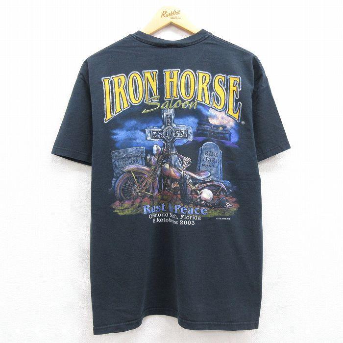 L/古着 半袖 ビンテージ Tシャツ メンズ 00s アイアンホース サルーン 