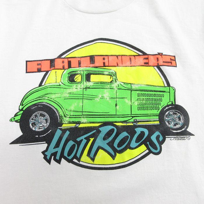 L/古着 半袖 ビンテージ Tシャツ メンズ 80s ホットロッド 車 フラット