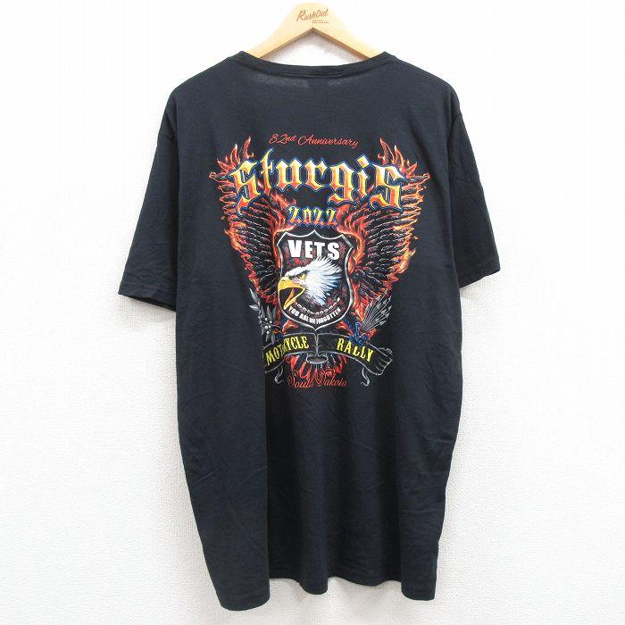 豪華 両A面 00s スタージス バイク ウィーク Tシャツ 黒 ブラック XL XL/古着 半袖 Tシャツ メンズ スタージス ワシ 大きいサイズ クルー