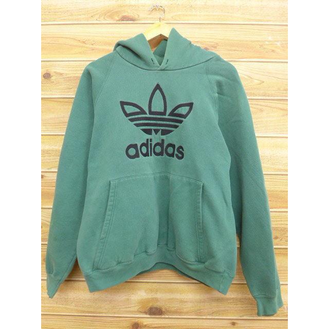 L 古着 スウェット パーカー アディダス Adidas ロゴ 大きいサイズ 緑 グリーン 18sep14 中古 メンズ 長袖 スエット トレーナー トップス Swr 古着屋rushout 通販 Yahoo ショッピング