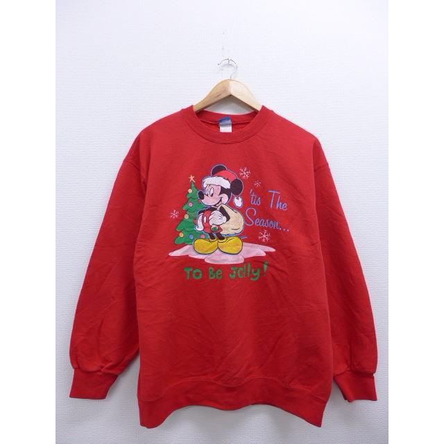 L 古着 スウェット ディズニー Disney ミッキー Mickey Mouse クリスマス 赤 レッド 19feb07 中古 メンズ 長袖 スエット トレーナー トップス Swr 古着屋rushout 通販 Yahoo ショッピング