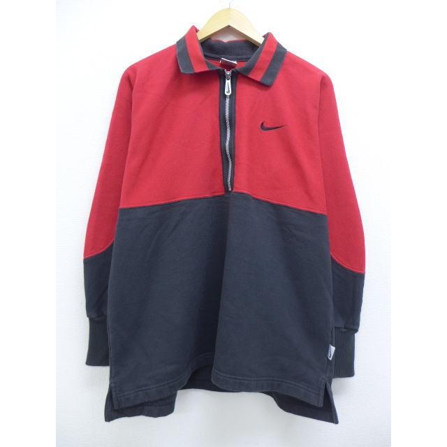 L 古着 スウェット ナイキ Nike ロゴ 襟付き ツートンカラー 赤他 レッド Spe 19jul24 中古 メンズ 長袖 スエット トレーナー トップス Swr 古着屋rushout 通販 Yahoo ショッピング