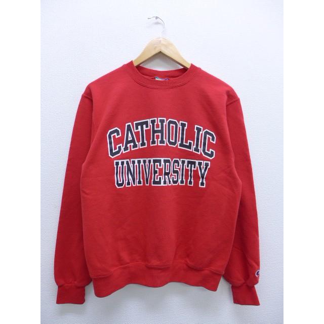 S 古着 長袖 ブランド スウェット チャンピオン Champion Cat クルーネック 赤 レッド 19oct04 中古 メンズ スエット トレーナー トップス Swr 古着屋rushout 通販 Yahoo ショッピング