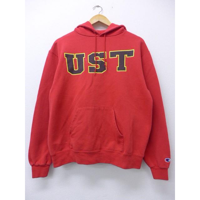 M 古着 長袖 ブランド スウェット パーカー チャンピオン Champion Ust 赤 レッド 19oct31 中古 メンズ スエット トレーナー トップス Swr 古着屋rushout 通販 Yahoo ショッピング