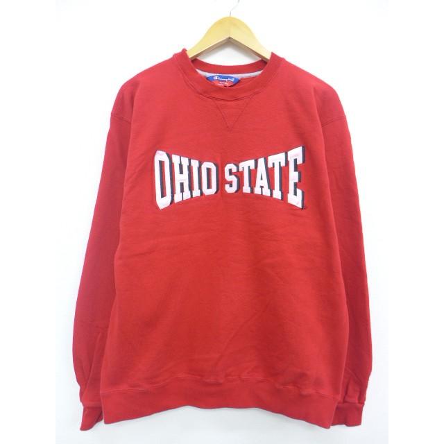 M 古着 長袖 ブランド スウェット チャンピオン Champion オハイオ クルーネック 赤 レッド 19nov05 中古 メンズ スエット トレーナー トップス Swr 古着屋rushout 通販 Yahoo ショッピング