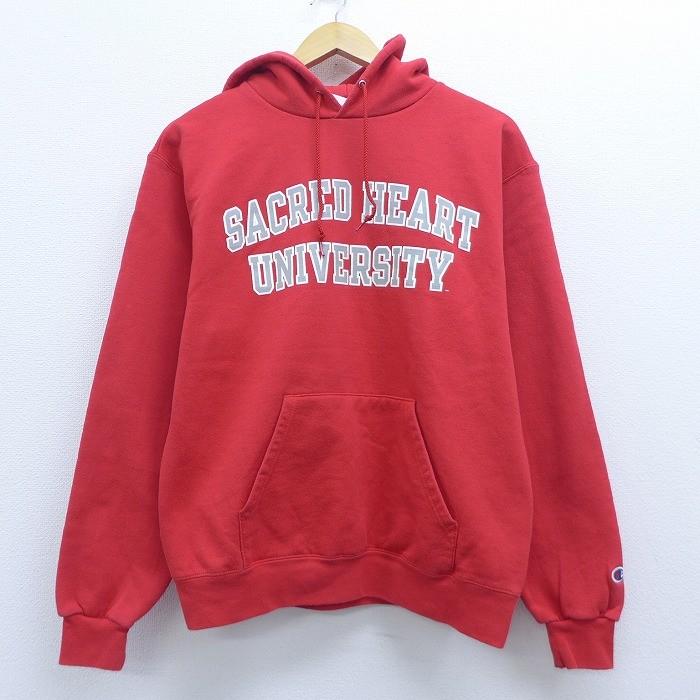 M 古着 長袖 スウェット パーカー チャンピオン Champion Sacred 大学 赤 レッド 19dec19 中古 メンズ スエット トレーナー トップス Swr19111594 古着屋rushout 通販 Yahoo ショッピング
