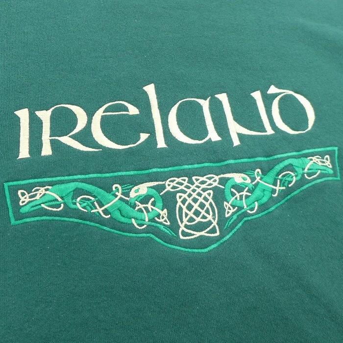 M 古着 長袖 スウェット 90s アイルランド 刺繍 クルーネック 緑 グリーン jan21 中古 メンズ スエット トレーナー トップス Swr 古着屋rushout 通販 Yahoo ショッピング