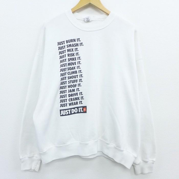 Xl 古着 長袖 スウェット 90s ナイキ Nike Just Do It クルーネック 白 ホワイト Spe may12 中古 メンズ スエット トレーナー トップス Swr 古着屋rushout 通販 Yahoo ショッピング