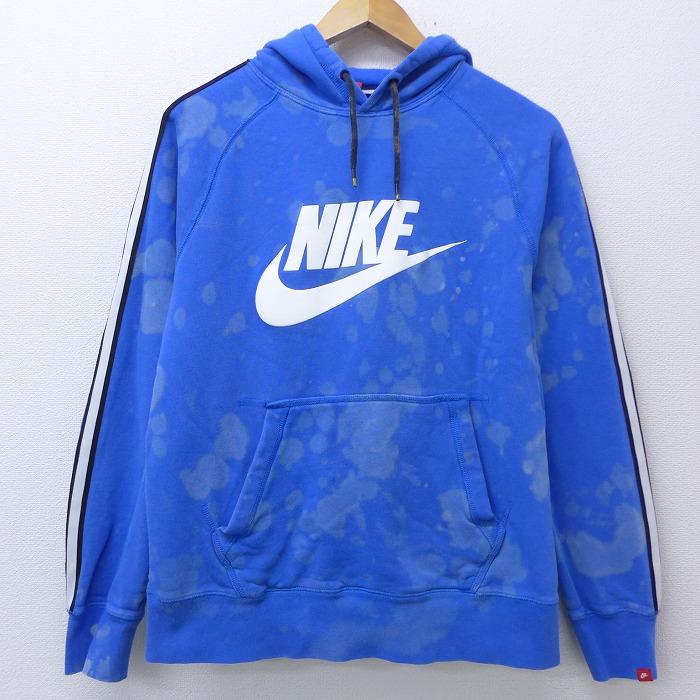 M 古着 長袖 スウェット パーカー ナイキ Nike ビッグロゴ コットン ラグラン 青 ブルー ブリーチ加工 aug26 中古 メンズ スエット トレーナー トップス Swr 古着屋rushout 通販 Yahoo ショッピング
