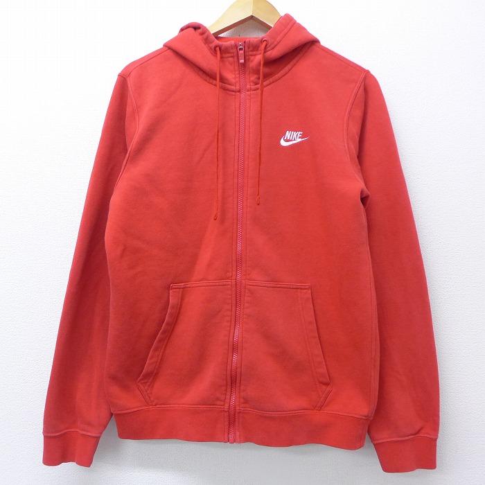 M 古着 長袖 フルジップ スウェット パーカー ナイキ Nike ワンポイントロゴ 赤 レッド sep09 中古 メンズ スエット トレーナー トップス Swr 古着屋rushout 通販 Yahoo ショッピング