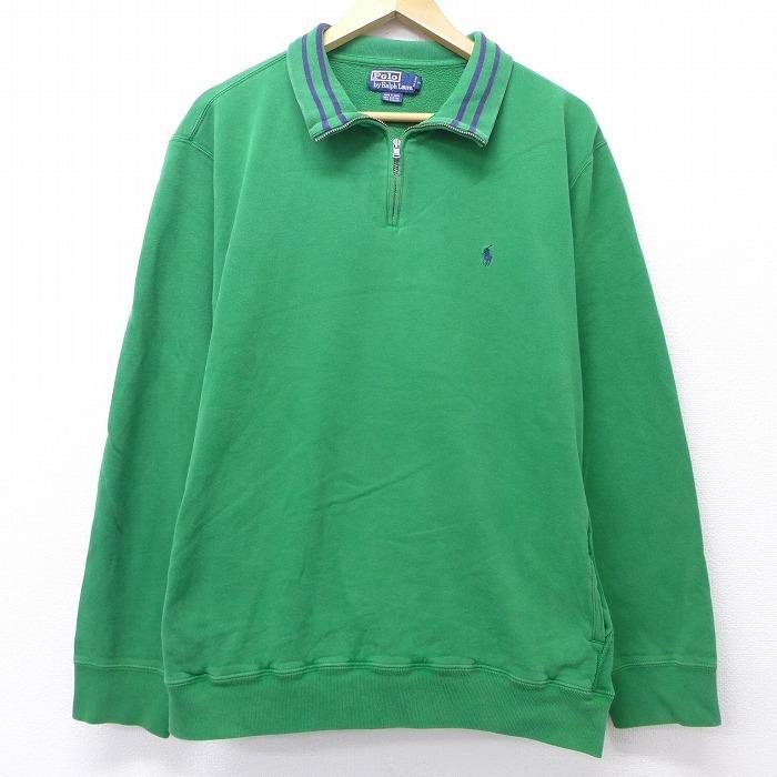 XL/古着 長袖 ブランド ハーフジップ スウェット 90s ラルフローレン Ralph Lauren ワンポイントロゴ 緑 グリーン 20sep28  中古 メンズ スエット トレーナー ト :swr20082432:古着屋RUSHOUT - 通販 - Yahoo!ショッピング