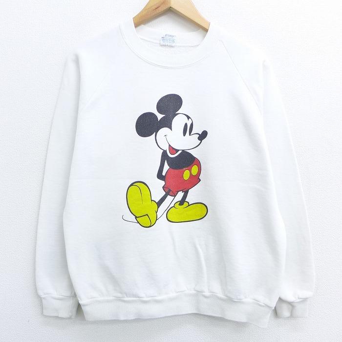 M 古着 長袖 スウェット 80s ディズニー Disney ミッキー Mickey Mouse ラグラン クルーネック 白 ホワイト Spe oct16 中古 メンズ スエット トレーナー Swr0905 古着屋rushout 通販 Yahoo ショッピング