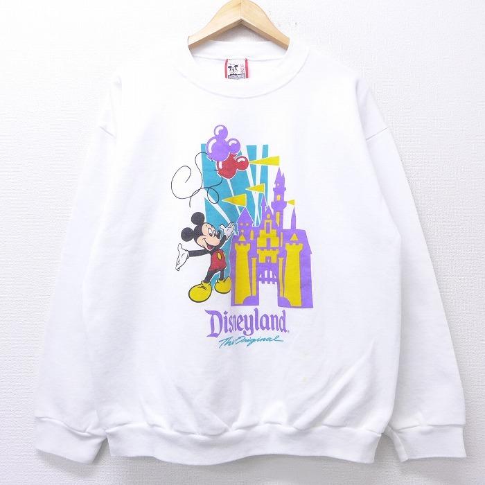 L 古着 長袖 スウェット 90s ディズニー Disney ミッキー Mickey Mouse クルーネック 白 ホワイト dec02 中古 メンズ スエット トレーナー トップス Swr1030 古着屋rushout 通販 Yahoo ショッピング