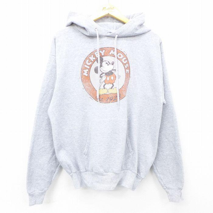 M/古着 長袖 スウェット パーカー メンズ ディズニー DISNEY ミッキー